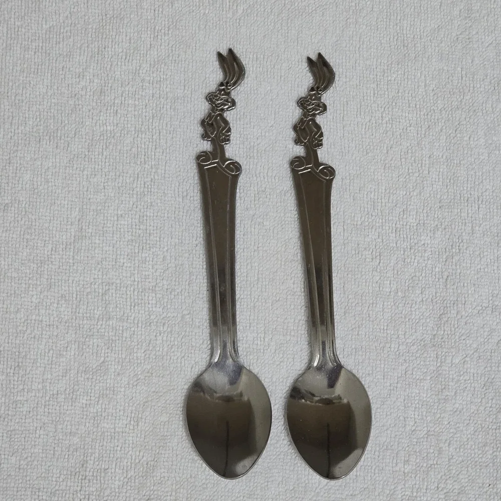 Vintage Nestle Quik Bunny Quiky Spoons Lot of 2 Imperial Korea Stainless 7.5
